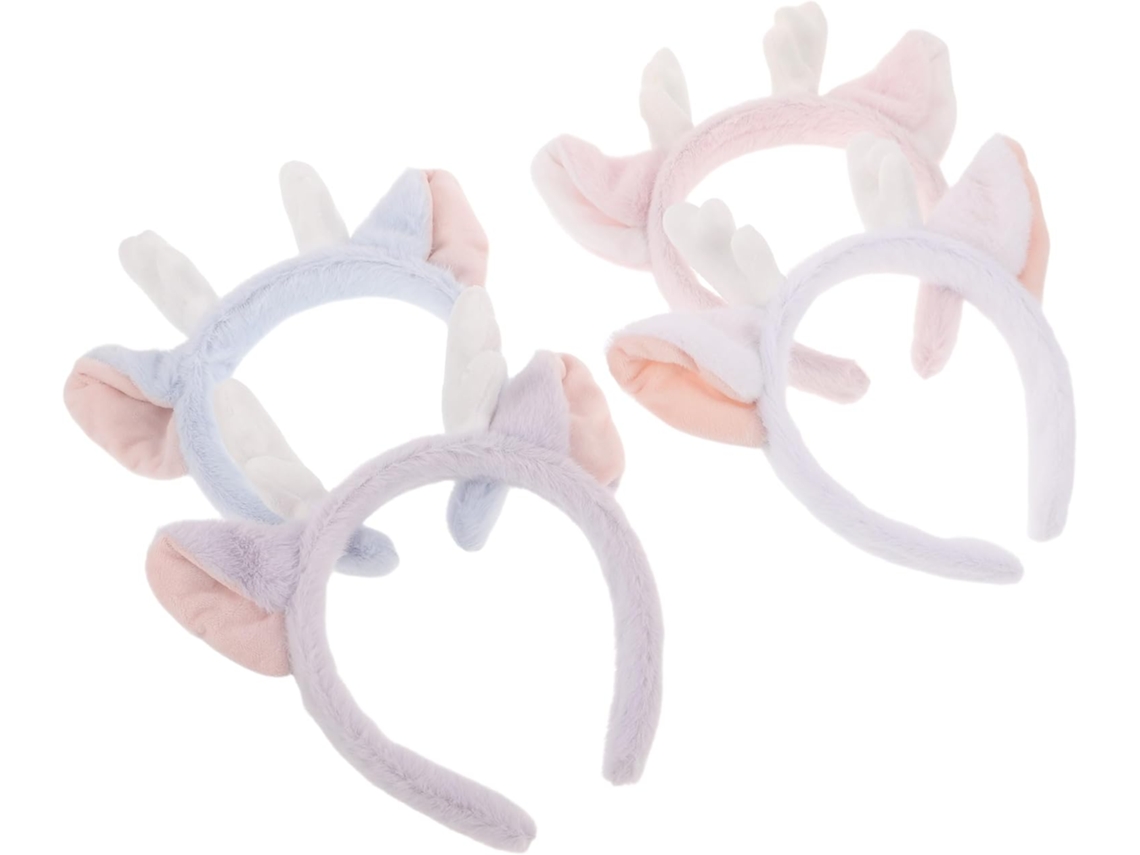 Conjunto De 4 Diademas De Peluche Con Forma De Ciervo Para Año Nuevo, Cosplay, Spa Y Tratamientos Faciales.