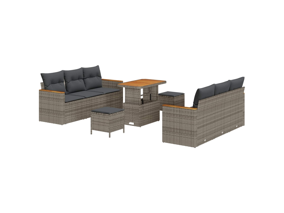 Maison Exclusive - Conjunto De Sofás De Jardín 9 Pcs Gris Ratán Sintético