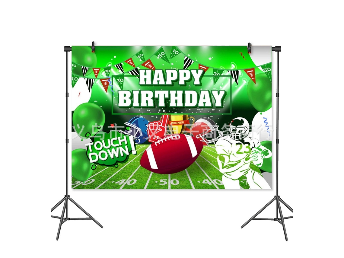 Fondo De Cumpleaños Para El Día Del Juego Fácil De Montar, Decoración Para Fiesta Temática De Fútbol Con Elementos Vibrantes Del Estadio, Diseño Exqui