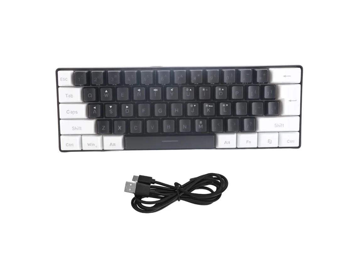 Teclado Gamer Rgb Mini 61 Teclas Com Fio Sentimento Mecânico Ergonomico Type C Para Business