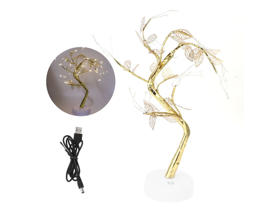 Lámpara de árbol artificial 2026 con 72 hojas LED doradas, para armar uno mismo, funciona con USB/pilas, decoración del hogar, fiestas y cumpleaños.