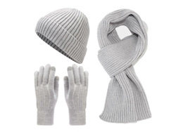 Conjunto de invierno para mujer: gorro, guantes, bufanda, cálido, impermeable, tejido acolchado.