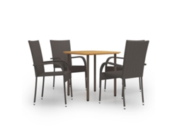 Juego de comedor de jardín de 5 piezas de mimbre sintético marrón Dkd Home Decor