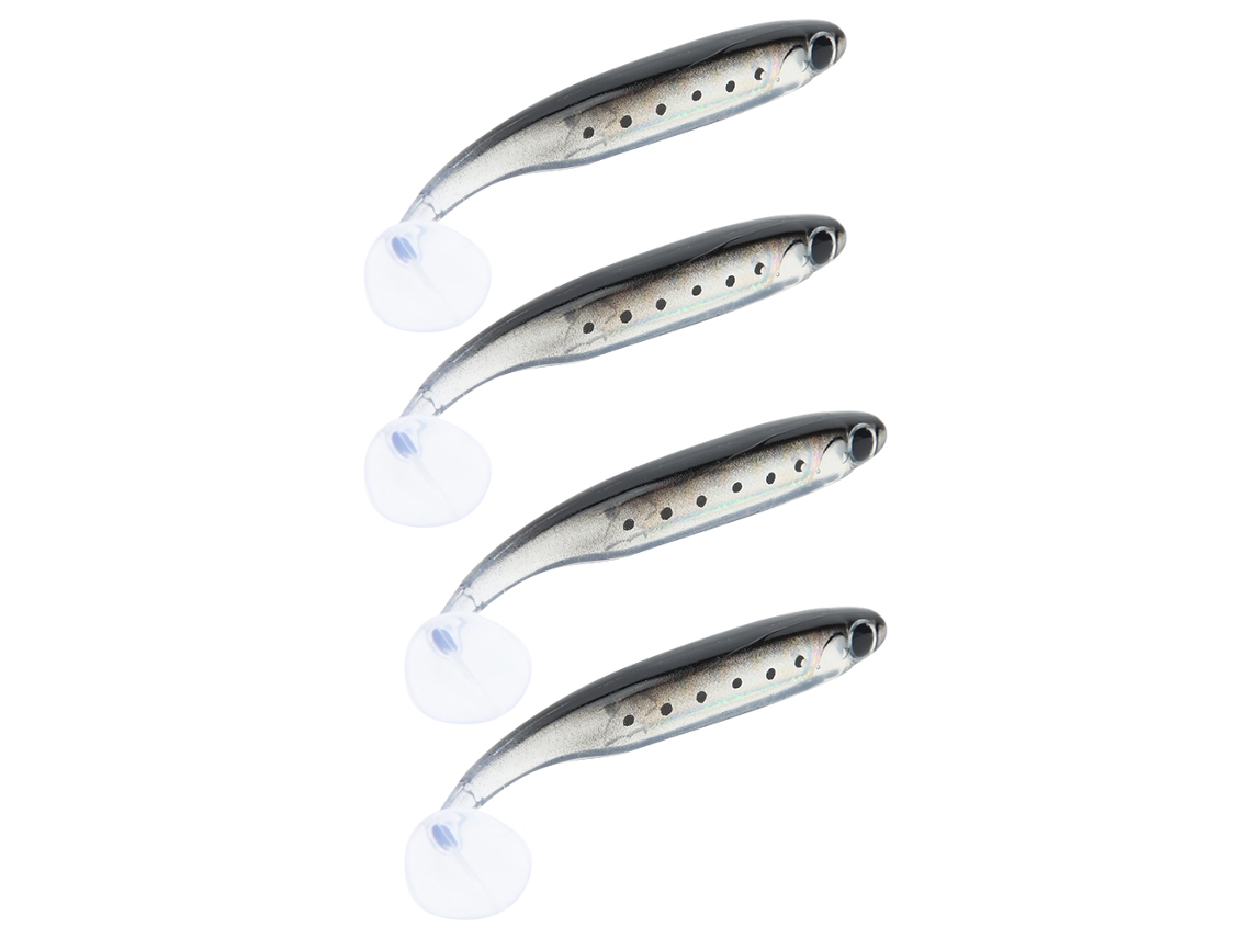 2026rebe-4 Piezas Señuelo Artificial Suave Tpr 100mm Con Cola De Pala T, Bait Para Pesca, Color Negro Dorso 6
