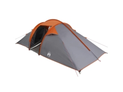Tienda de campaña tipo túnel gris y naranja de 510 x 240 x 156 cm, tafetán.