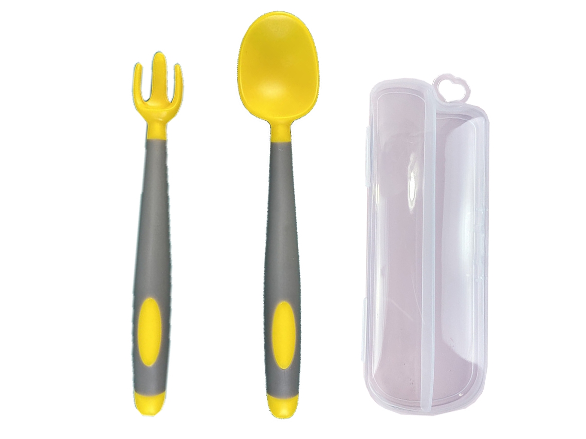 Juego de utensilios para bebé: cuchara y tenedor con estuche de viaje, resistente y flexible NEVEANCE