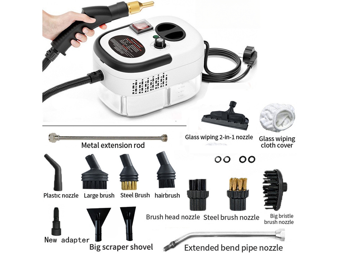 Limpiador a vapor de alta temperatura y alta presión con 6 velocidades, ideal para la limpieza de cocinas y coches (blanco)