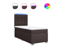 Maison Exclusive - Cama Box Spring Con Colchón Tela Marrón Oscuro 100x200 Cm