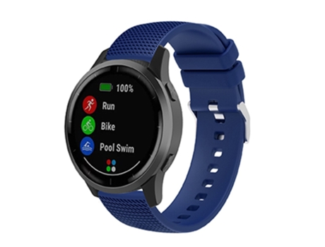 Correa de Silicona diseño de cuadrícula 18mm con hebilla plateada para Samsung Galaxy Watch Active/Active2 44mm/40mm/Watch3 41mm - azul marino
