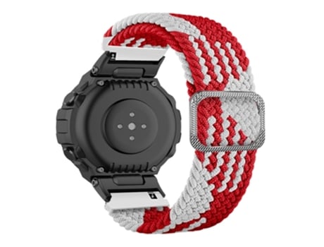 Correa de nailon flexible con hebilla ajustable para Huami Amazfit T-Rex/T-Rex Pro/Ares - rojo/blanco