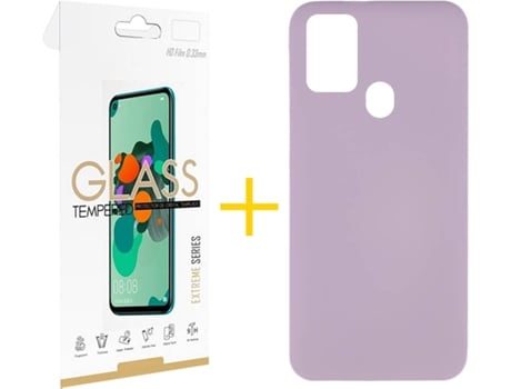 Funda y Protector de Vidrio 1x Samsung Galaxy A21s SKYHE Silicona Líquida Lila