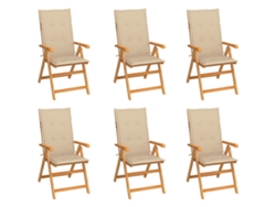 Sillas de jardín DKD Home Decor de 6 piezas con cojines beige