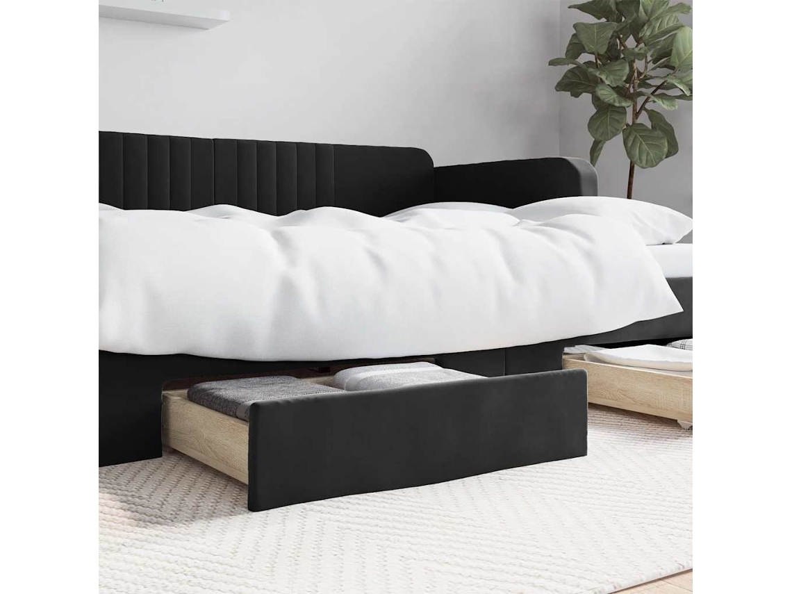 Cajones De Cama 2 Uds Madera De Ingeniería Y Terciopelo Negro