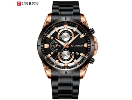 Relojes para hombres, reloj con correa de acero inoxidable para hombres, relojes de pulsera de cuarzo para negocios para hombres, carcasa rosa y ne...