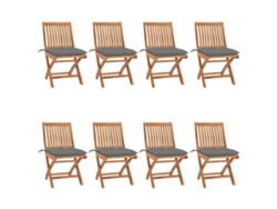 Sillas de jardín plegables de teca maciza de 8 piezas con cojines DKD Home Decor