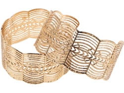 Pulsera Ancha Abierta Para Mujer, Pulsera Con Encaje Metálico Calado, Accesorio Para La Muñeca