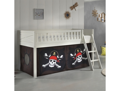 Somier Meia Altura Cobertura Pirate Vipack PETITSMEUBLES Madera de Pino Tecido Blanco (207.5x134.5x114)