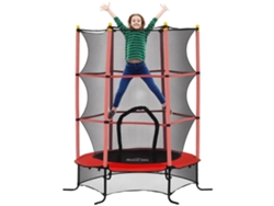 Cama Elástica Infantil De Ø163 Cm Con Red De Seguridad Roja.