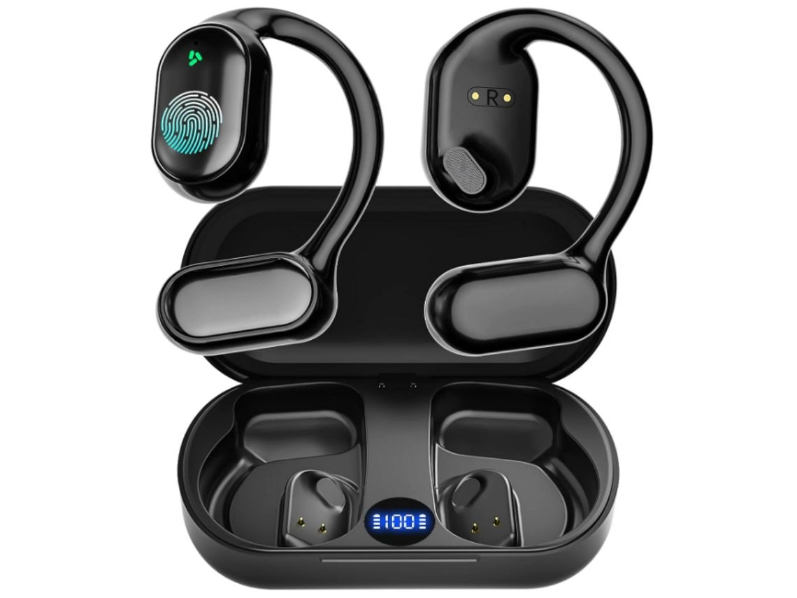 YEMAESRE Conducción Ósea Cómodos Auriculares Bluetooth Impermeables Negro
