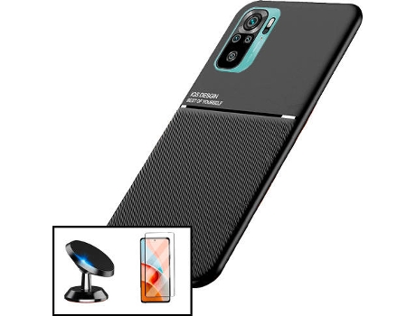 Kit Protector de Pantalla de Vidrio Templado + Carcasa + Soporte Magnético Xiaomi Redmi Note 10s PHONECARE Magnetic Lux Negro