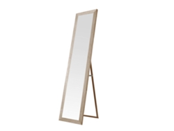 Espejo de pie de madera de 140 x 35 cm con marco de MDF envejecido, estilo nórdico, pie ajustable Nyana