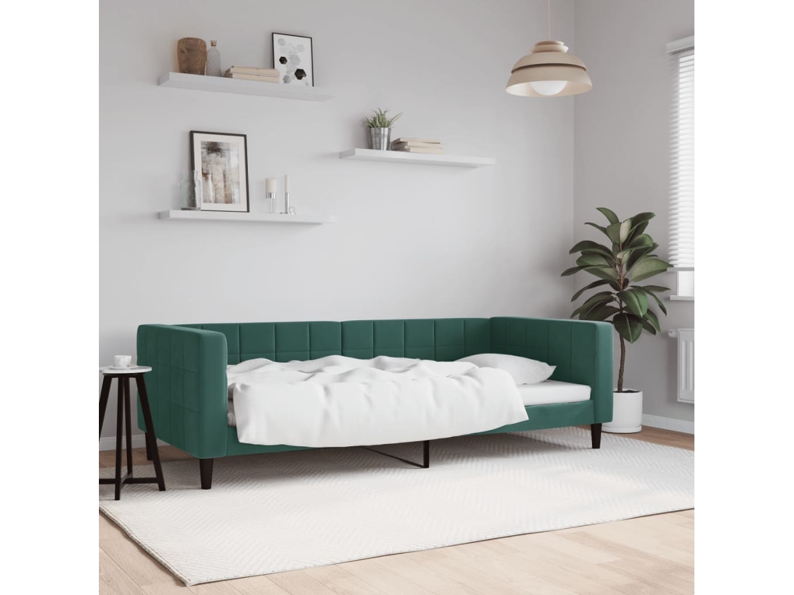 Sofá Cama Sin Colchón Terciopelo Verde Oscuro 90x200cm