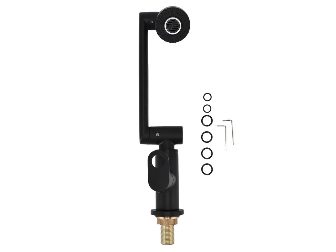 Grifo de baño de acero inoxidable negro con rotación de gran angular
