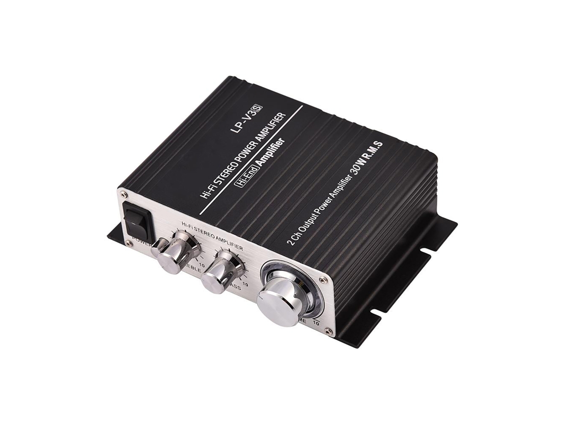 Mini Amplificador De Audio Estéreo Hifi De 2 Canales Y 30 W X 2 Para Coche, Moto Y Barco - Negro