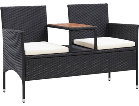 Banco de jardín VIDAXL Negro Poli Ratán (143x65x88 cm)