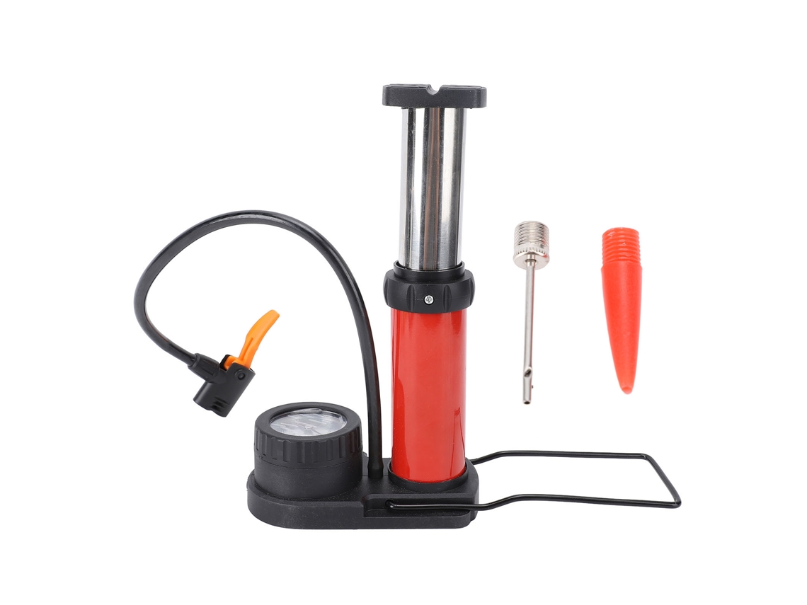 Bomba de chão Rebe para bicicleta com manômetro, mini bomba de pé portátil para bicicleta elétrica, motocicleta e carro, vermelha.