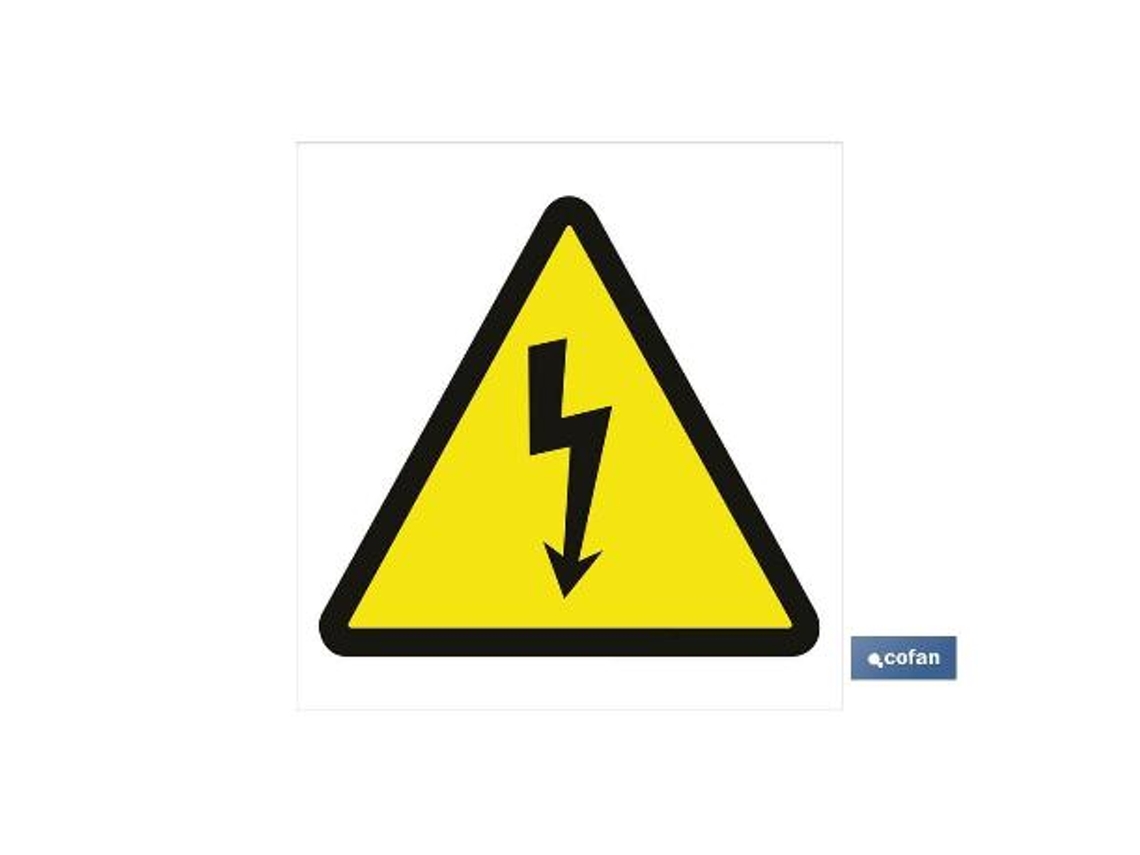 Señal adhesivo 105x105 mm. riesgo eléctrico