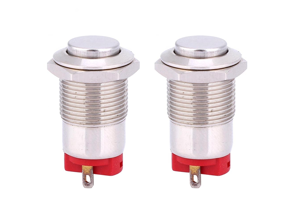 2 Piezas Llave De Botón De Metal 2 Pines Latching Impermeable 12mm Alto Flush Suministros Electrónicos
