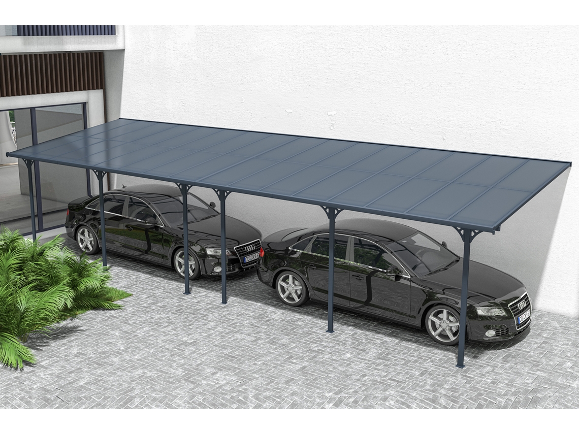 Cazeboo Pérgola Cubierta para Terraza de Aluminio Premium, gris 10x3 m KLEO