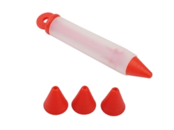 Bolígrafo de silicona para decorar pasteles con 4 boquillas: rojo, azul y rosa.