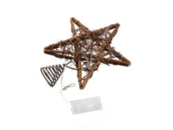 Adorno Navideño De Ratán Con Forma De Estrella De Cinco Puntas Para La Cima Del Árbol De Navidad, 25 Cm.