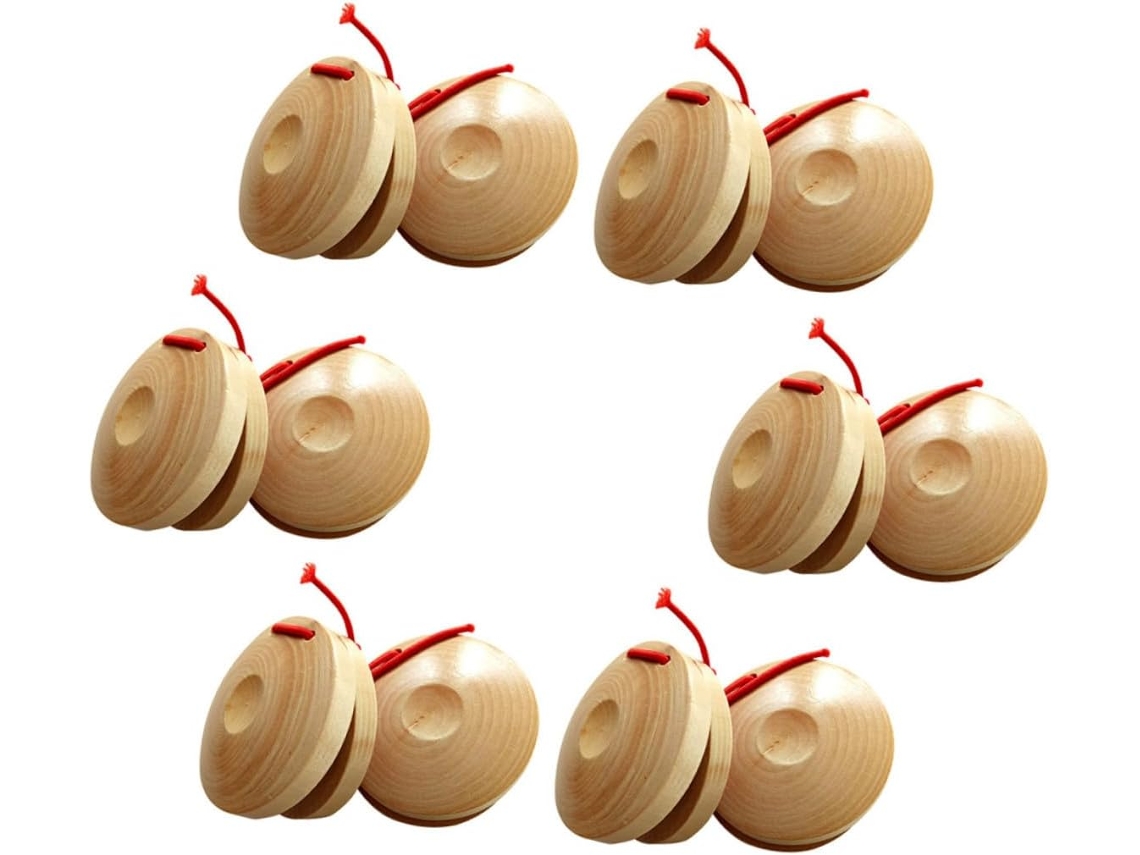 Castañuelas De Madera Natural De 12 Piezas