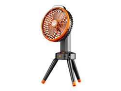 Ventilador de camping 2 en 1 con luz LED, recargable, 4 velocidades