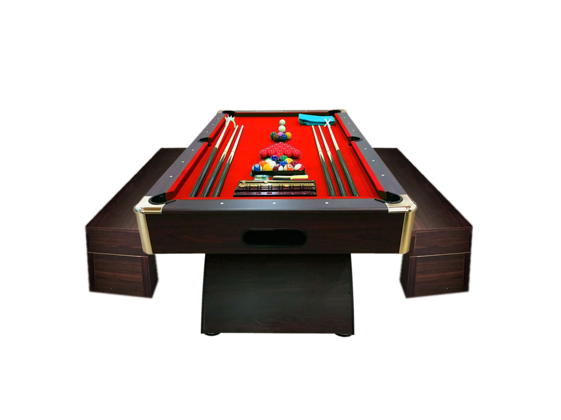 Mesa de Billar Moderna de 8 Pies con Bancos de Almacenamiento - Thanos