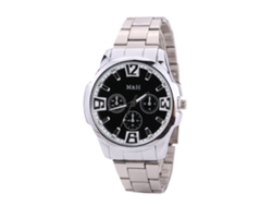 Reloj Analógico De Cuarzo Para Hombre Con Correa De Aleación Y Esfera Negra Y Plateada.