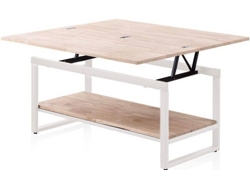 Mesa de centro elevable extensible Rens, duehome, 90 cm (ancho), Roble - Negro, Roble - Blanco, Roble Honey - Negro