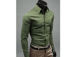 2026-camisetas De Lujo Para Hombre Casual Formal Slim Fit Manga Larga Cuello Redondo Eku M Verde Ejército