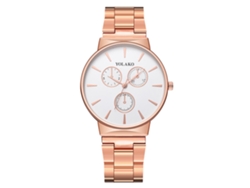 Reloj De Pulsera Analógico De Cuarzo Redondo Para Hombre Yolako Yk130 En Oro Rosa.