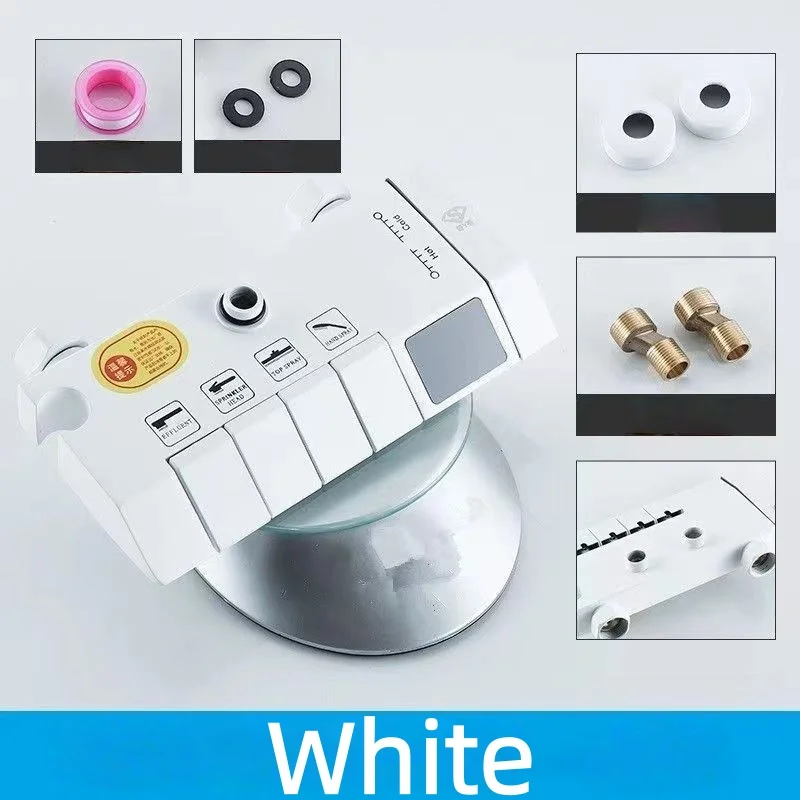 (blanco) Grifo De Cuatro Temperaturas Con Pantalla Digital Led Para La Válvula Mezcladora De Agua Fría Y Caliente.