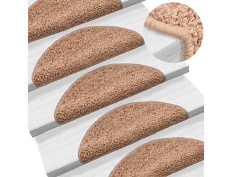 MAISON EXCLUSIVE - Alfombras de peldaños de escalera 15 uds beige 56x17x3 cm