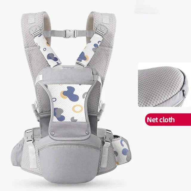 Portabebés ergonómico con asiento delantero, comodidad para padres y bebé (gris)