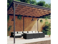 Conjunto de jardín de 10 piezas con cojines en mimbre sintético negro de DKD Home Decor