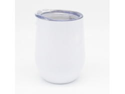 KOFIHETY Vaso de vino sin pie en acero inoxidable, térmico con tapa (350ml) - Blanco