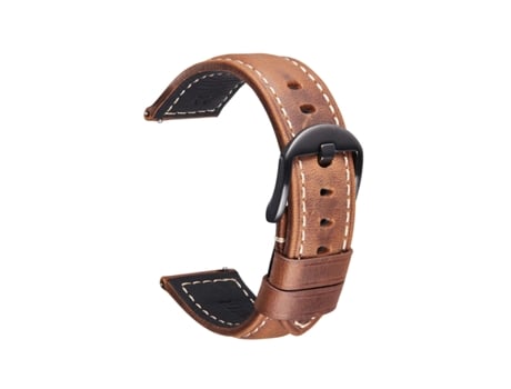 Correa de reloj inteligente de liberación rápida retro de cuero Crazy Horse para Samsung Huawei, Talla: 20 mm (hebilla negra marrón oscura)