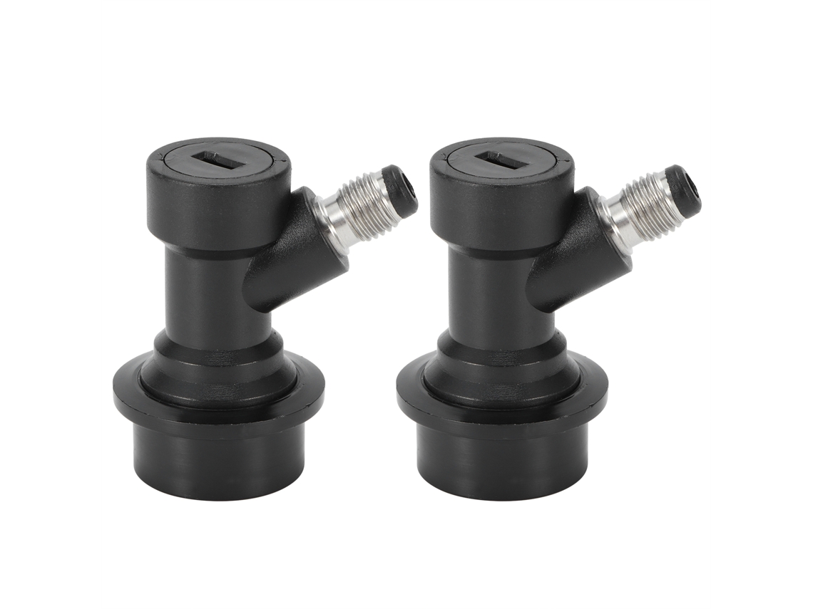 Kit de conexión rápida con bola de bloqueo de 1/4" (2 unidades) para cerveza casera y refrescos, color negro