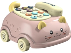 Teléfono educativo multifuncional para niños con forma de gato, bilingüe chino-inglés, Sfushos Stories (rosa)